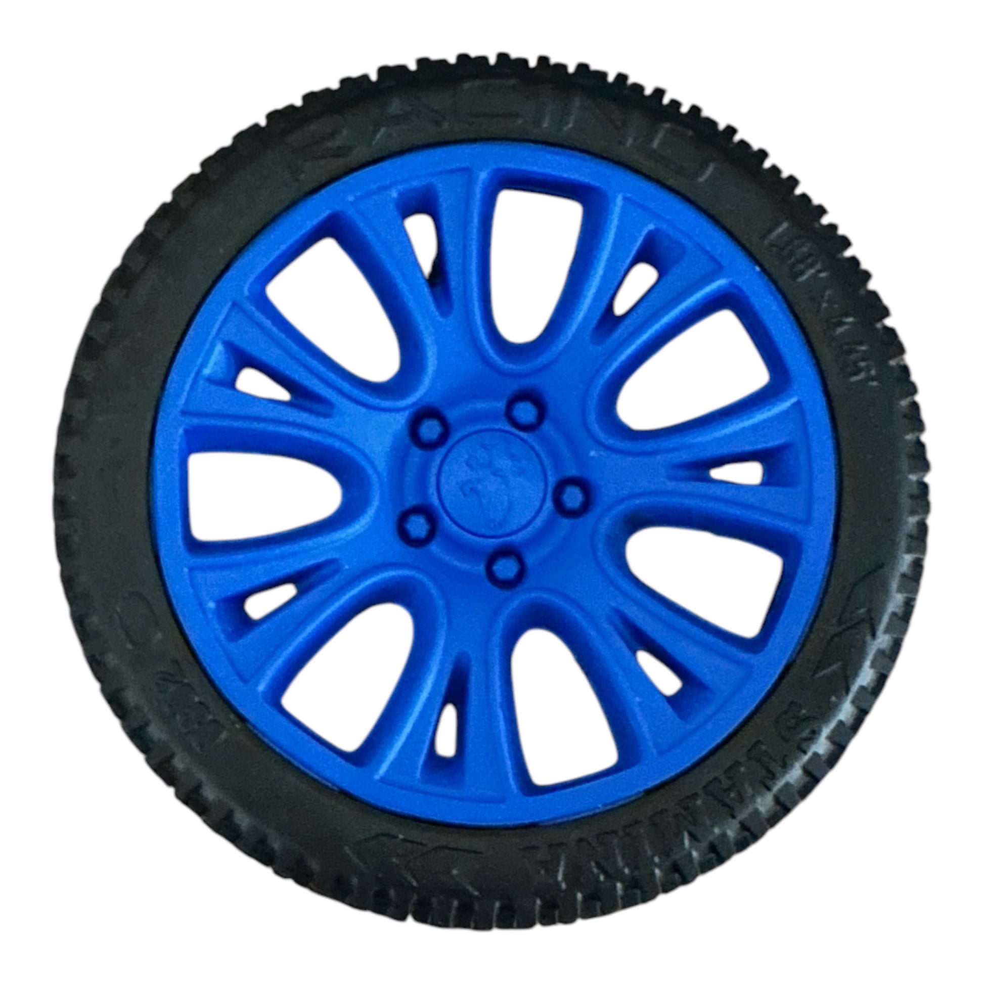 Rubber Tyre dog toy in blue.