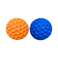 Orange and blue textured balls on a white background