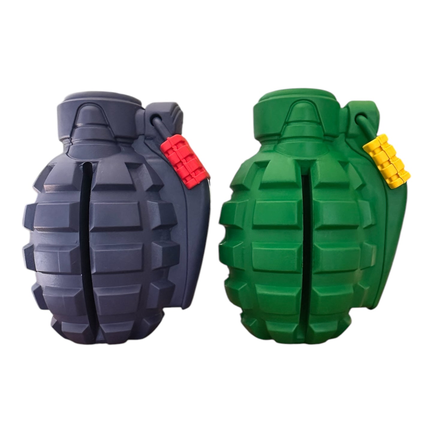 tough grenade toys made out of sustainable rubber for strong dogs who chew lots