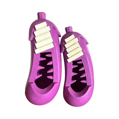 hide treats in this chewable natural rubber eggplant