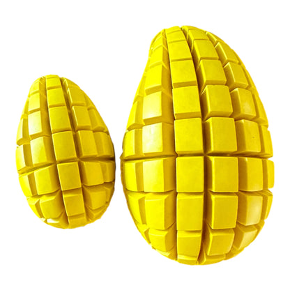 interesting shaped rubber dog toy mango that is suitable for strong chewers of all sizes