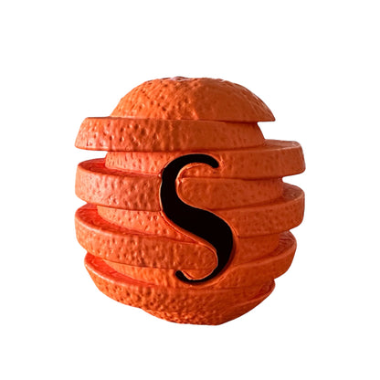 natural rubber sliced orange chew toy fro strong dogs 
