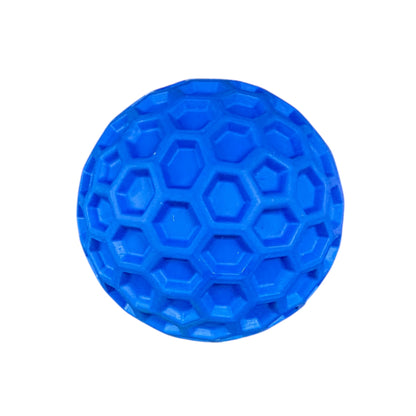 Blue textured rubber ball in large size.